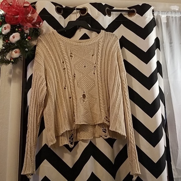 aerie Sweaters - Aerie Distressed Cable Knit Sweater
